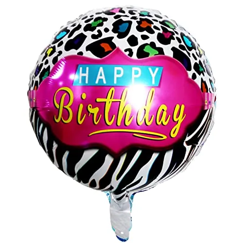Happy Birthday Luftballons - Geniale Geschenkidee Deko für Geburtstage oder Partys Ballon Helium Folienballon klein mit für Kinder Dekoration Partydeko JGA Geschenkidee - Muster leoparden zebra