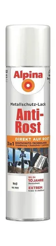 Alpina Metallschutz-Lack Anti-Rost Spray Glänzend 400 ml RAL 9010 Weißer