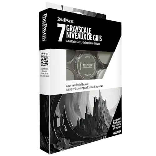 PanPastel 30079 Ultra Soft Artist Pastel 7 Farben Graustufen-Set mit Sofft-Werkzeug und Palettenablage