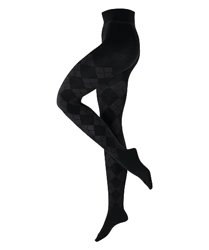 Burlington Damen Strumpfhose Elegant Essence W Ti, Schwarz 3000 - Modische, halb blickdichte Strumpfhose mit Argyle-Muster; ideal für Frühling und Herbst, bietet hohen Tragekomfort und bleibt formstabil nach dem Waschen.