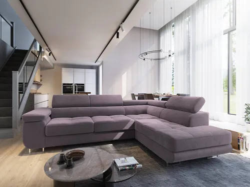 Masseno Ecksofa SELVA R-S mit Schlaffunktion und Bettkasten in lila von Masseno