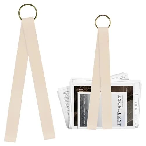 Zeitungshalter Wand, Hängeorganizer für File, Zeitschriften und Flyer, Prospektständer A4, Flyerständer Hängend, Briefständer Leder, Akten Organizer Wandmontierter, Bücher Aufbewahrung, Beige, 1 Stück