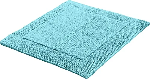 Erwin Müller WC-Vorlage, WC-Matte ohne Ausschnitt Uni Serie Stuttgart türkis Größe 60x60 cm - extra dick, Wende-Design, 100% Baumwolle
