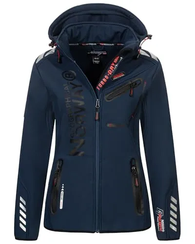 Geographical Norway Damen Softshelljacke Übergangsjacke Frühlings Regen Jacke Outdoor, Farbe:Navy-Navy, Größe:L 40