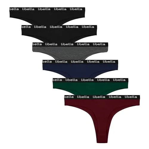 Libella 6er-Pack Damen-Strings, Unterwäsche aus Baumwolle, Atmungsaktive Unterhosen 3207UN8 M
