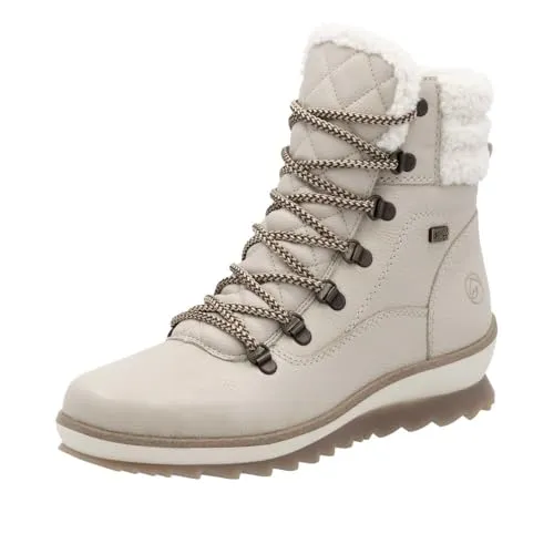 Remonte Damen R8485 Stiefelette - Beige, 40 EU, echtes Leder, wasserabweisend und komfortable Thermozwischensohle für warme Füße