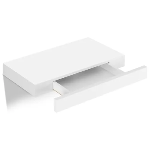 Woltu Wandregal mit Schubladen, stilvolles MDF-Regal in Weiß