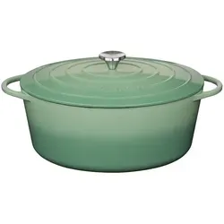 Küchenprofi Bratentopf Provence, Jadegrün - Ovaler Bratentopf aus Metall mit 8,9 L Fassungsvermögen, backofengeeignet und hitzebeständigen Griffen - ideal für schmackhafte Braten und Aufläufe.