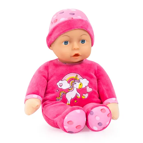 Bayer Design 93029AC Babypuppe - Weichkörperpuppe ca. 30 cm in Rosa, ideal zum Knuddeln und Kuscheln für kleine Kinderhände