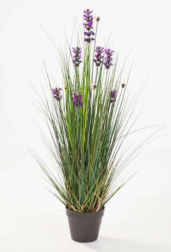 Kunstgras Deko Lavendel Gras, 90 cm - artplants - Lebendige Deko mit 575 Halmen und 11 Blüten. Ideal für kreative Arrangements in Innenräumen. Pflegeleicht und farbintensiv, perfekt für stimmungsvolle Akzente.