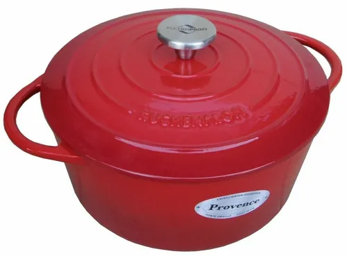 Küchenprofi Bratentopf, rund, rot 04 0100 14 26, Durchmesser: 26 cm - Töpfe für vielseitiges Kochen, ideal zum Schmoren und Braten, aus hochwertigem Gusseisen für optimale Hitzeverteilung und Energieeinsparung.