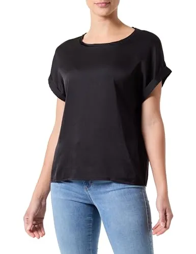 ONLY Onllieke S/S Satin Mix Top WVN Noos - Blusen & Tuniken für Damen, elegantes Satin-Mix-Design mit umgeschlagenen Ärmelbündchen für einen modischen Look.