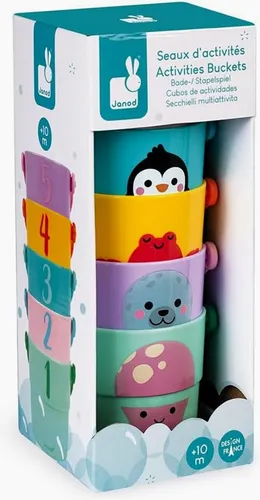 Janod - 5 Wasserlauf  Eimer -  Baby und Kleinkinder Badespielzeug - Badewanne