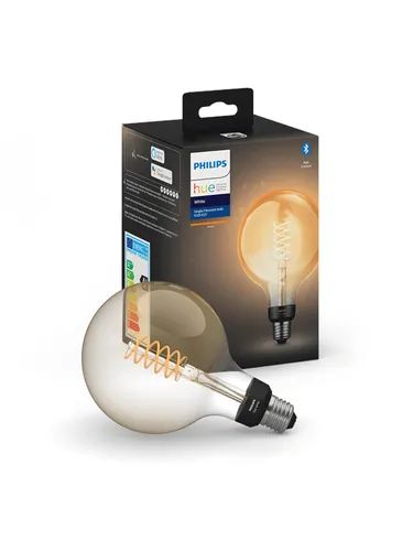 Philips Hue White Filament G125 E27 Globe Bulb - BT - Energiesparlampe mit dimmbarem Warmweiß, 550 Lumen, steuerbar via Bluetooth App oder Hue Dimmer, ideal für stimmungsvolle Beleuchtung zu Hause.