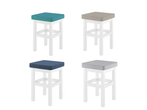 ERST-HOLZ Arbeitshocker - Holzhocker in Waschweiß mit vielfältigen Polsterfarben - Drehhocker aus massivem Kiefernholz, ideal für kreative Arbeitsumgebungen. Leicht und stabil mit nur 6 kg, perfekt für flexibles Sitzen.