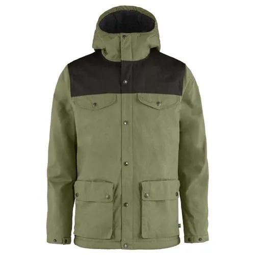 Fjällräven Greenland Winter Jacket Men Green-Dark Grey (L) - Jacke mit warmem Teddyfutter, ideal für Stadt und Natur. Hergestellt aus langlebigem G-1000 Eco, wasserabweisend und winddicht. Nachhaltig und modernisiert, perfekt für Naturliebhaber.