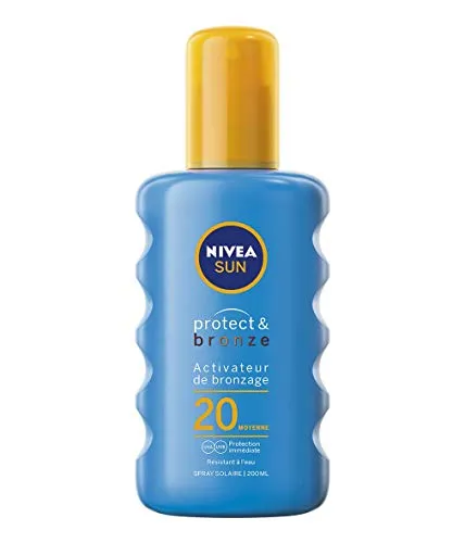 NIVEA SUN Sonnenspray Bräunungsaktivator Protect & Bronze LSF 20 (1 x 200 ml), Sonnenöl mit UVA/UVB-Schutz für eine natürlich gebräunte Bräunung