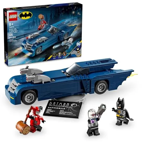 LEGO DC Batman Batman mit dem Batmobil gegen Harley Quinn & Mr. Freeze Bauset, Batmobil Spielzeug aus der animierten TV-Serie für Kinder, Batman-Auto-Geschenk für Jungen und Mädchen ab 8 Jahren, 76274