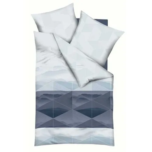 Kaeppel Mako Satin Wende-Bettwäsche Dreiecke Perspective Hellblau 155x220 cm + 80x80 cm