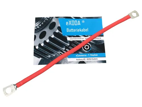 eXODA 10 mm2 M6 M6 Batteriekabel, Rot, (50 cm), 99% Kupfer