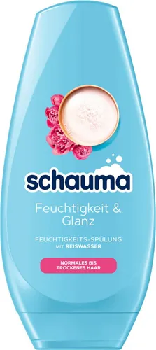 Schauma Schwarzkopf Feuchtigkeits-Spülung Feuchtigkeit & Glanz (1x 250 ml), Haarspülung lässt das Haar glänzen, Spülung mit Reiswasser für normales bis trockenes Haar