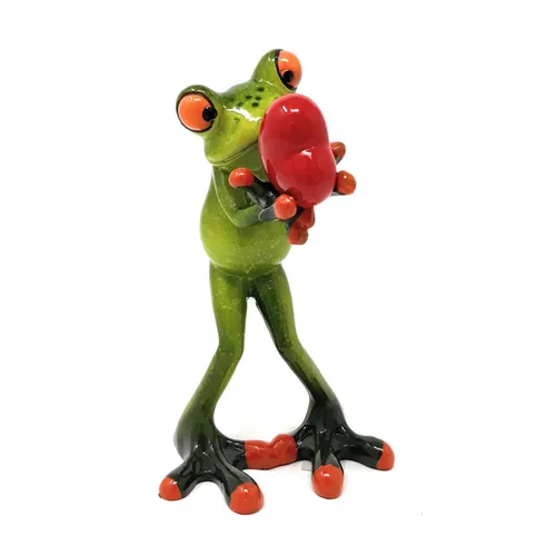 Dekofigur verliebter Frosch mit Herz grün H. 14cm B. 7cm Formano Froschhausen