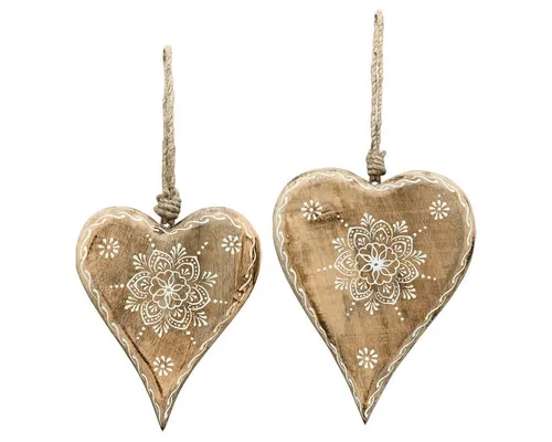 matches21 HOME & HOBBY Dekohänger Dekohänger Set Herzblüte Holz (2 St), Zum hängen