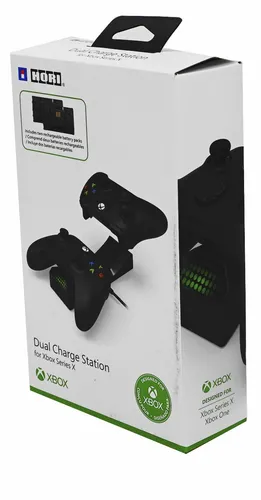 Hori Dual Ladestation für Xbox Controller - Gaming-Zubehör, lädt zwei Xbox Controller oder Akkus gleichzeitig auf und bietet bis zu 20 Stunden Akkulaufzeit. Integrierte LED-Anzeigen zeigen den Ladestatus an. Offiziell lizenziert von Microsoft.