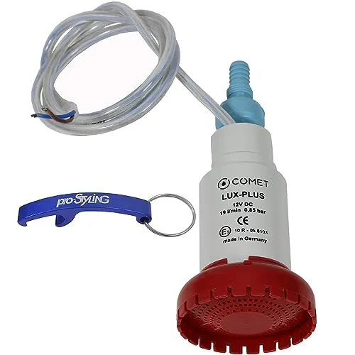 Comet LUX-PLUS Tauchpumpe 12V 19L - Wasserpumpe für Wohnmobile und Boote, mit Rückschlagventil und abnehmbarem Filter, fördert bis zu 19 Liter pro Minute und sorgt für zuverlässige Wasserversorgung.