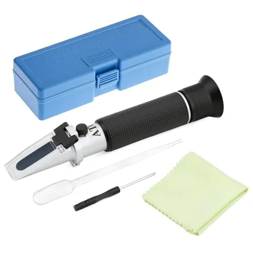 QWORK® Refraktometer Alkohol 0-80% v/v, Tragbares Refraktometer-Alkoholmessgerät, mit ATC für Spirituosen und Ethanol