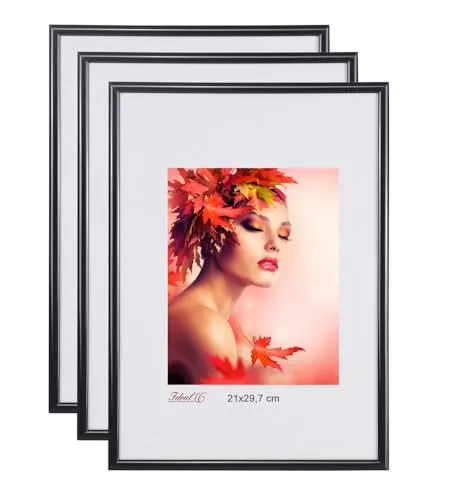 IDEAL TREND 2er 3er 5er Pack Bilderrahmen Kunststoff Lifestyle Foto Rahmen Collage KYOTO: Farbe: 3er Pack Schwarz | Format: 10x15