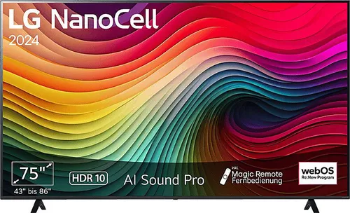 LG 75NANO81T6A LED-Fernseher 75 Zoll - 4K Ultra HD Smart-TV mit beeindruckender Bildqualität und großem Bildschirm für ein unvergessliches Fernseherlebnis.
