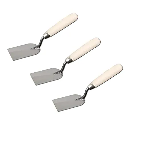 3er Set DEWEPRO Gipserspachtel - Stuckateurspachtel - Spachtelkelle - Breite: 60mm - Stuckateurkelle - Stahlblatt mit voll verschweißter und extra stabiler Stütze (Schmiermännchen) - Holzgriff