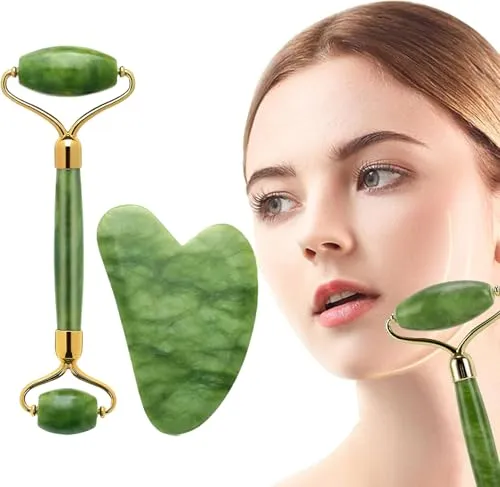 Jade Gua Sha Gesichtsmassageroller 2 Stück
