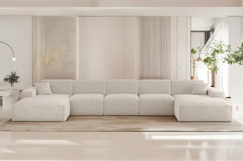 CELES PREMIUM XL U-Form Sofa in Altweiß in weiß von Fun Möbel