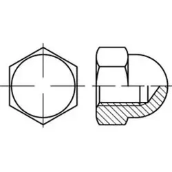 Hochwertige Sechskant-Hutmuttern M 8 aus Messing - DIN 1587 Sechskant-Hutmutter in hoher Form, ideal für langlebige Verbindungen. Aus Messing blank, metrisches Gewinde und Außensechskant für einfachen Einsatz.