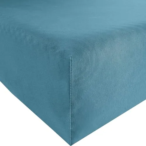 REDBEST Jersey-Stretch Spannbettlaken San Francisco 100% Baumwolle, Rauchblau Größe 90x190 cm - 100x200 cm - weiche Qualität, bügelfrei, Rundumgummi, bis 20 cm Höhe