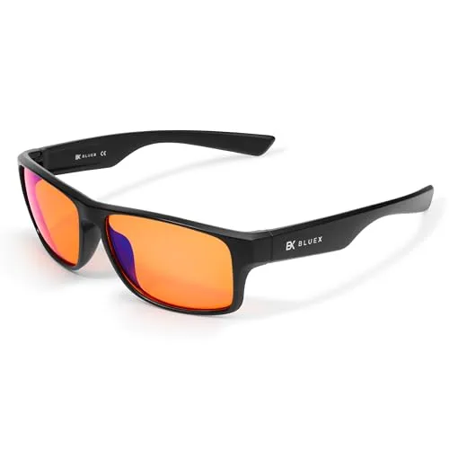BlueX X100 • Gaming Brille TR90 Super Leicht - Blaulichtfilter Computerbildschirm-Brille - Anti-Blaulicht-Bildschirm für Gamer PCs und Büro (Herren - Damen)