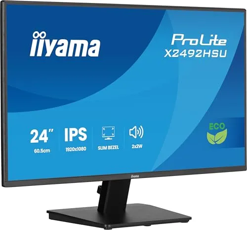 Prolite X2492HSU-B1 LED-Monitor 24 Zoll - FullHD IPS Monitor mit 120Hz Panel für flüssige Bilddarstellung, ideal für Gaming und Multimedia, inklusive HDMI, DP und USB-Hub.