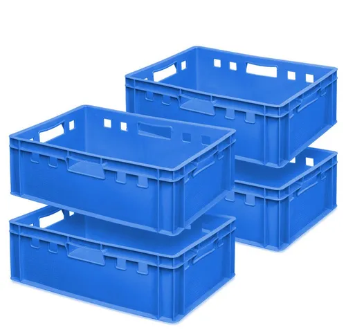 BRB-Lagertechnik Aufbewahrungsschüssel 4x Fleischkasten E2, 600x400x200 mm - Frischhaltedosen aus hochwertigem, lebensmittelechtem Polyethylen, stoßfest und kälte- sowie hitzebeständig. Ideal für die hygienische Lagerung von Lebensmitteln in der Lebensmittelindustrie.