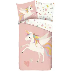 good morning Bettwäsche Renforcé 2tlg Unicorn 135x200 cm - Bettwäsche-Sets aus 100% Baumwolle, 60 Grad waschbar, mit buntem Einhorn-Motiv, ideal für kleine Mädchen und ein traumhaftes Schlafzimmer.