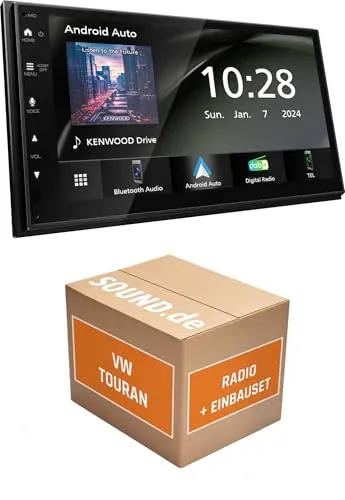 Autoradio Einbaupaket für Kenwood DMX5023DABS kompatibel mit VW Touran II + Rückfahrkamera | Apple Carplay Android Auto APP Spiegelung