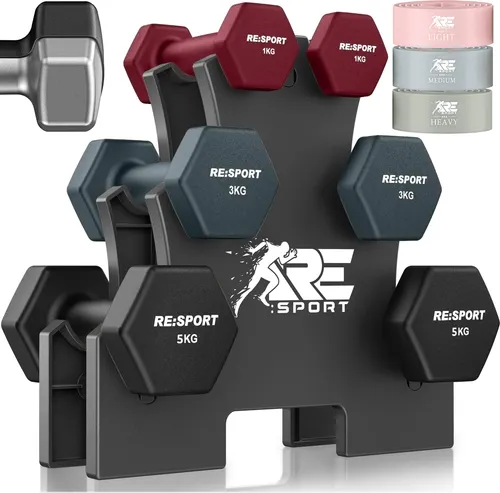 RE:SPORT® Hantel-Set 18 kg mit 3 Paar Neopren Kurzhanteln