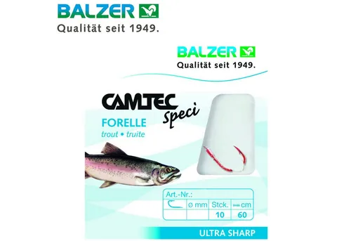Balzer Forellenhaken Balzer Camtec Forelle 60cm rot - 10 gebundene Forellenhaken