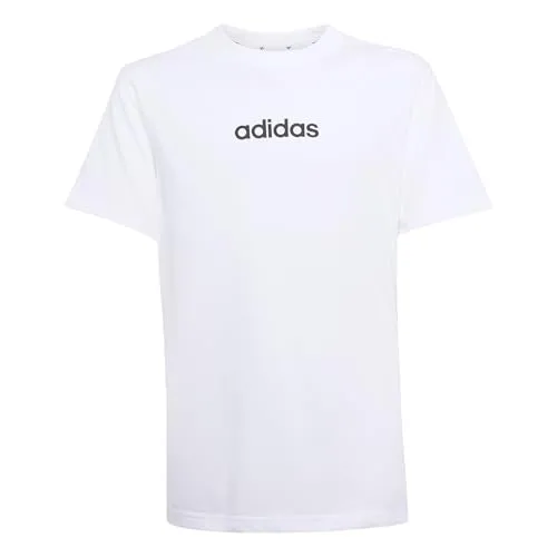 adidas Unisex Kinder Essentials LINEAR Logo T-Shirt, White/Black, 9-10 Years