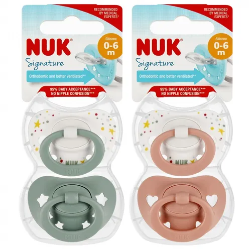 NUK Smoczek uspokajający silikonowy 0-6m Signature mix 10730617 NU 4008600380061