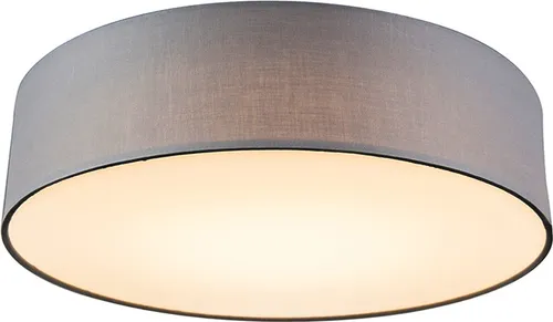 QAZQA Moderne Deckenleuchte Drum LED 40 cm - Stilvolle graue Lampe für Wohnzimmer und Schlafzimmer - Die stilvolle QAZQA Deckenleuchte Drum LED überzeugt mit ihrem eleganten Design und warmem Licht. Ideal für Wohn- und Arbeitsräume, sorgt sie für eine angenehme Atmosphäre und hat eine Lebensdauer von 30.000 Stunden.