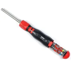 Würth Ratschen-Magazin Schraubendreher Holz/Bau – 13-teilig - Schraubenzieher mit leistungsstarker Ratschenfunktion für zügiges Arbeiten, ergonomischer Griff und ausziehbares Magazin für 12 Bits, ideal für Holzverarbeitung und Bauwesen.