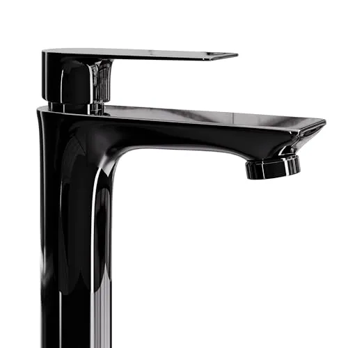Einhebelmischer Armatur für Waschbecken – Hochwertiger Wasserhahn in Schwarz Glanz, 17 cm - Eleganter Einhebelmischer für Waschbecken, 17 cm hoch. Mit keramischen Kartuschen für lange Lebensdauer und einfache Installation. Genießen Sie einen spritzfreien Wasserfluss und optimale Temperaturkontrolle.