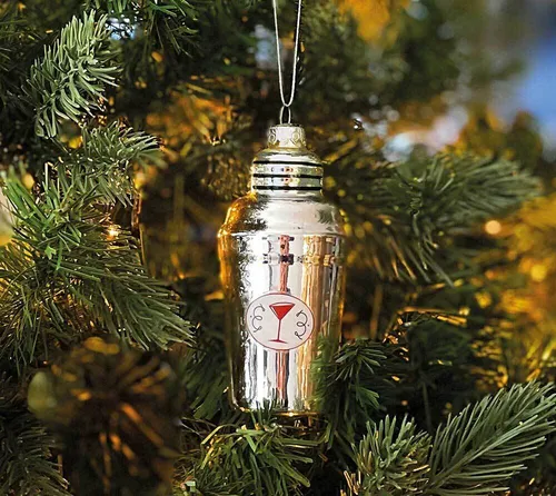 Christbaumschmuck Cocktailshaker Echt Glas Silber Shaker Weihnachtsbaumschmuck